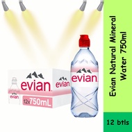 Evian Natural Mineral Water Sports Cap 750ml x 12 Bottles - Convenient Alpine Hydration for Active L