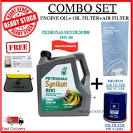 Petronas Syntium 800 Semi Synthetic SN10w40 Engine Oil 4L + Proton Oil Filter + Proton Air Filter (S