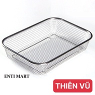 Rổ lưới hình chữ nhật inox 304 sáng bóng đựng thức ăn chiên đựng trái cây rất tiện lợi