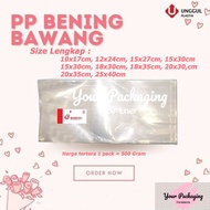 PP Mika Bening Kaca Bawang Size Lengkap Kantong PP Mika Bening TEBAL  0.10 Micron 500 Gram