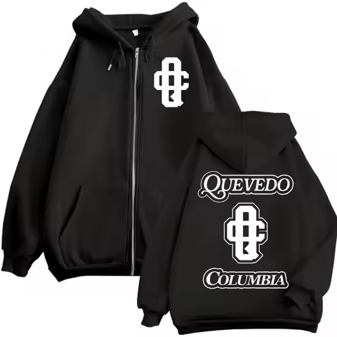 Rapper Quevedo Columbia Merch Zipper Hoodies Men Women Clothing Fashion Hip Hop Zip Up Sweatshirt Ca