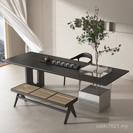 Silent Style Tea Table Acrylic Potted Black Solid Wood Large Board Living Room Tea Table Designer Li