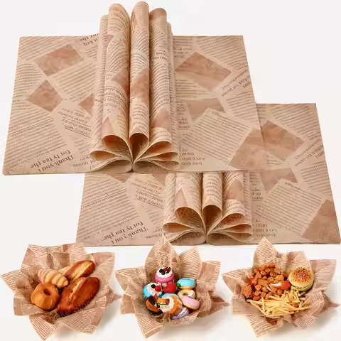 Deli Wax Paper Sheets, Food Newspaper Sandwich Wrapping Paper Mats, Greaseproof Food Basket Liners f