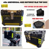 Universal Motorcycle 45L ABS Top Box Waterproof Rack Aluminium Safety Lock for ABS Box Motorcycle