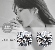 IMAGIE ต่างหูเงินแท้925 ต่างหูเพชรCz Hearts&Arrows 3-4-5-6-7-8mm
