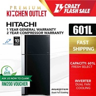 Hitachi 601L Refrigerator Big 2 Glass Series 2 Door R-VG710P7M-1 GBK | Peti Sejuk | Peti Ais *Klang Valley Area