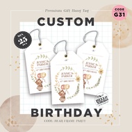 Gift TAG birthday G31 - Bear Frame Party birthday greeting card kid
