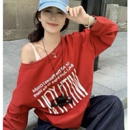 OFF-Shoulder Flannel SWEATER RED HOODIE CNY LUXURY PRINTED IN TV WIN99
