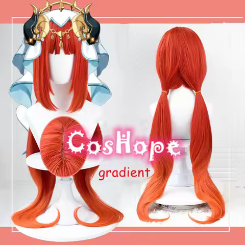 Nilou Cosplay Wig Long Straight Red Orange Gradient Wig Cosplay Anime Cosplay Wigs Heat Resistant Sy