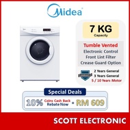 Free Shipping [Delivery By Seller Kedah &amp; Penang] Midea 7kg Vented Dryer Machine Dryer Baju MD-7388