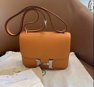 很新 Hermes Mini Constance 19 愛馬仕橙 銀扣 C刻