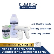Dr.Ed &amp; Co Nano Mist Disinfectant Wireless Spray Gun &amp; Disinfectant &amp; Refresher Spray Refill Pack Set | Wireless Fogging Gun Set | Set Semburan Pembasmi Kuman Nano | 蓝光无线纳米喷雾枪套装