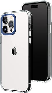 RHINOSHIELD Crystal Clear Case Compatible with [iPhone 13 Pro Max] | Advanced Yellowing Resistance, High Transparency, Protective and Customizable Clear Phone Case - Cobalt Blue Camera Ring