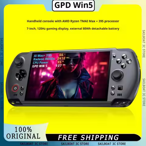 In Stock GPD win5 Handheld Game Consoles 7" 120 Hz 1080P LTPS Screen128GB+4TB Windows 11 AMD 395 Erg