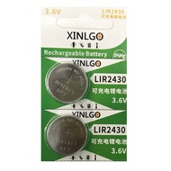 [SG] [2 Pieces] XINLGO LIR2430 3.6V Lithium Rechargeable Cell Button Battery