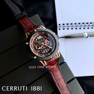 [Original] Cerruti 1881 CTCIWGQ2224801 Multi-Function Men's Watch with Leather Silicone Strap