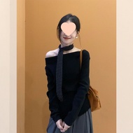 old money shirt old money style women old money outfit Spring Autumn Layered Black Knit Sweater for 