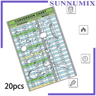 [Sunnimix] 20 Pieces Conversion Table Stickers, Measurement Cheat Sheets, Stickers, Inches to Mm, fo