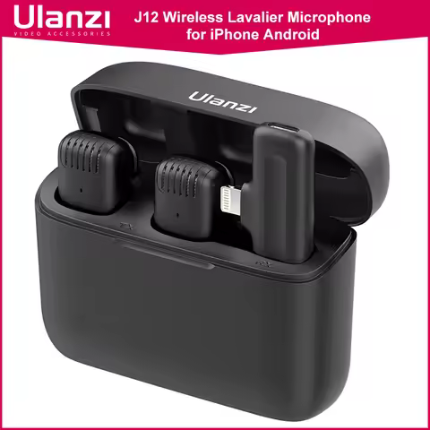 Ulanzi J12 Wireless Lavalier Microphone System Audio Video Recording Microphone Mini Mic for iPhone