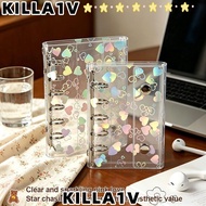 KILLA1V Loose-Leaf Notebook Shell, PVC A5/A6/A7/M5 Binder Cover, Creative Laser Heart Patterns with 
