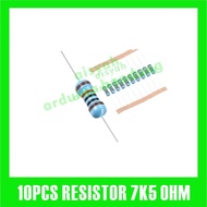 10X RESISTOR 7K5 7K5 OHM 1/4W 1% METAL FILM