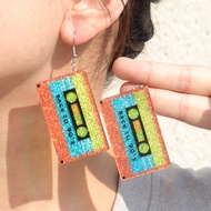 European American Fluorescent Color Flashing Tape 90s Retro Acrylic Earrings Unique Fashion Earrings