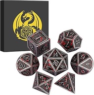 DND Metal Dice Set, 7-Piece Polyhedral Metal Dice Set, D&D Gifts with Gift Box, Role Playing Board G