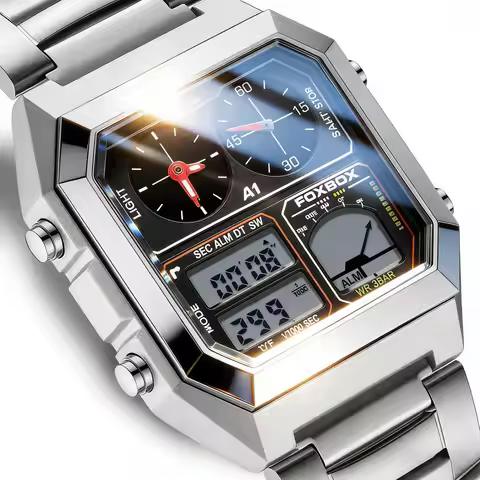 FOXBOX Fashion Men's Electronic Watch Multifunctional Calendar Waterproof Alarm Clock Sports LED Stu