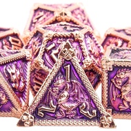 AUSTOR 7-Die Metal DND Dice Set Dungeons and Dragons Polyhedral Roll Playing Dice with Box D20 D12 D