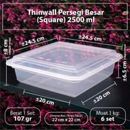 Thinwall Persegi besar 2500 ml DM Wadah Square (1 PC)