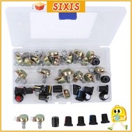 SIXIS 80Pcs Adjustable Potentiometer, with Knob Assortment Kit Potentiometer Kit, Set Kit B5K B10K B