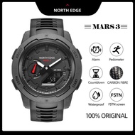 NORTH EDGE MARS3 watch for men carbon fiber casing 50M waterproof 45mm Black 120g