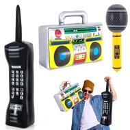 3PCS Inflatable Phones Inflatable Radios and Microphones Decorations for 80S and 90S Parties Hip-Hop