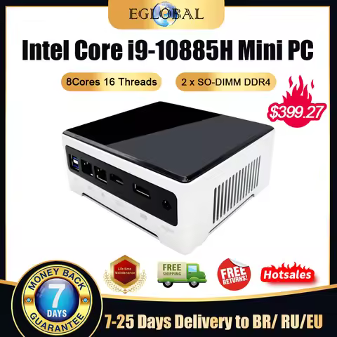 Eglobal 10th Gen Intel Mini PC Core i9 10885H i7-10870H Windows 10 Computer AC WiFi 2Lan 6USB3.0 Off