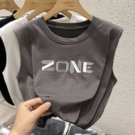 100% cotton 200g boutique new sleeveless Tshirt  loose  top for women (with lining)