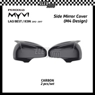 Perodua Myvi Lagi Best / Icon 2012-2017 M4 Side Mirror Cover Carbon Black Chrome Trim Accessories Ge