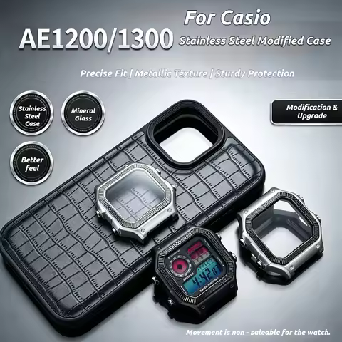 AE1200 Steel Watch Case For Casio AE‑1200H AE‑1300 WS1600 Modified Metal Mod Kit Stainless Steel Rep