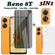 OPPO Reno 8T Anti-Spy Privacy Tempered Glass Reno8 T 8 Pro 8Z 7Z 5G Screen Protectors lens film + Back film