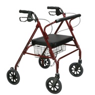 Taiwan Adjustable Adult Medical Walker Rollator with Seat and Wheels (Red)