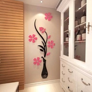 Interior point acrylic mirror deco sticker sheet vase/stand/pink