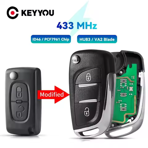 KEYYOU Modified Filp Remote Key 433MHz ASK FSK For Citroen C1 C2 C3 C4 Berlingo Picasso For Peugeot 