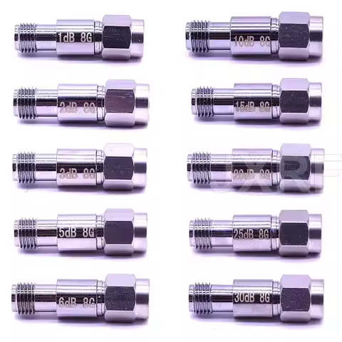 JX SMA Attenuators 2W DC-8GHz Coaxial Fixed Attenuators 1dBi 3dBi 5dBi 10dBi 20dBi 30dBi 50dBi 60dBi