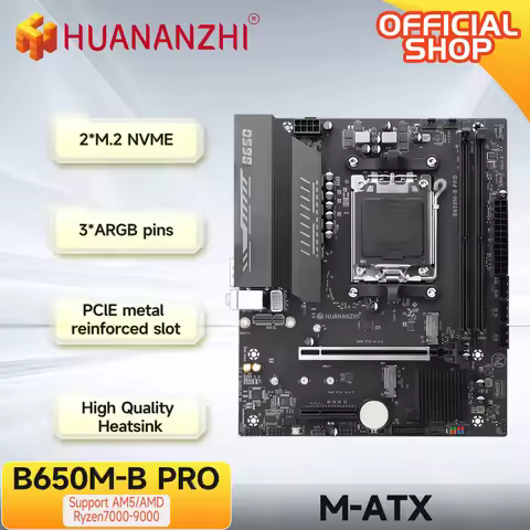 HUANANZHI B650M B PRO AMD AM5 Motherboard Supports Ryzen R5 R7 7000 8000 9000 Series M.2 NVME WIFI D