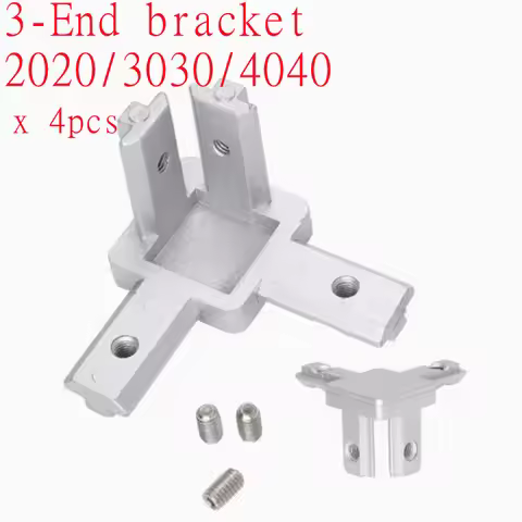 3D bracket components, set of 4 three-way corner connectors, suitable for T-slot 2020 3030 4040 alum