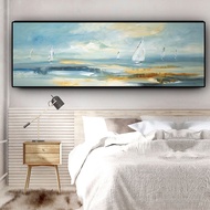 Natural Abstract Boat Landscape Oil Painting on Canvas Cuadros Posters and Prints Scandinavian Wall Art Picture for Living Room