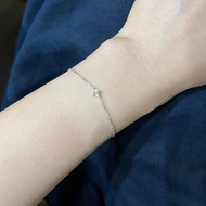 18k 黃k金/玫瑰金/白k金 四爪菱形 3分鑽石手鍊