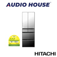 HITACHI R-HV490RS-X  379L 6 DOOR FRIDGE  COLOUR: CRYSTAL MIRROR  ENERGY LABEL: 3 TICKS  1 YEAR WARRANTY BY HITACHI
