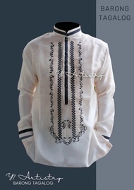 SALE！ Men's Barong Tagalog (Black/Cream)