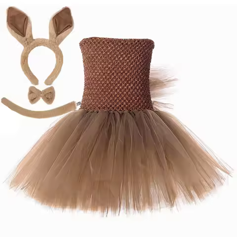 Girls Brown Mane Horse Tutu Dress Costume Kids Farm Animals Pony Dress Up Clothes Toddler Girl Hallo