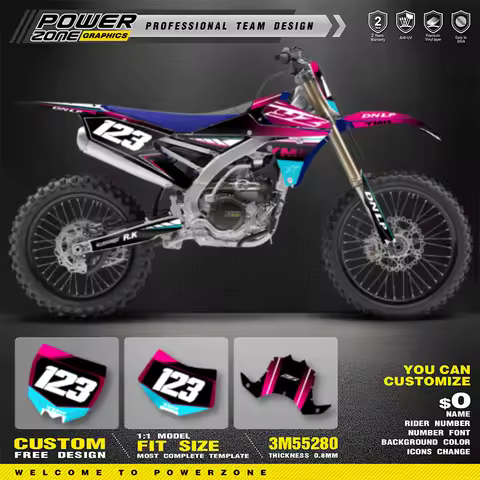 PowerZone Custom Team Graphics Backgrounds Decals Stickers Kit For YAMAHA 14-18 YZ250F 15-18 YZ250FX